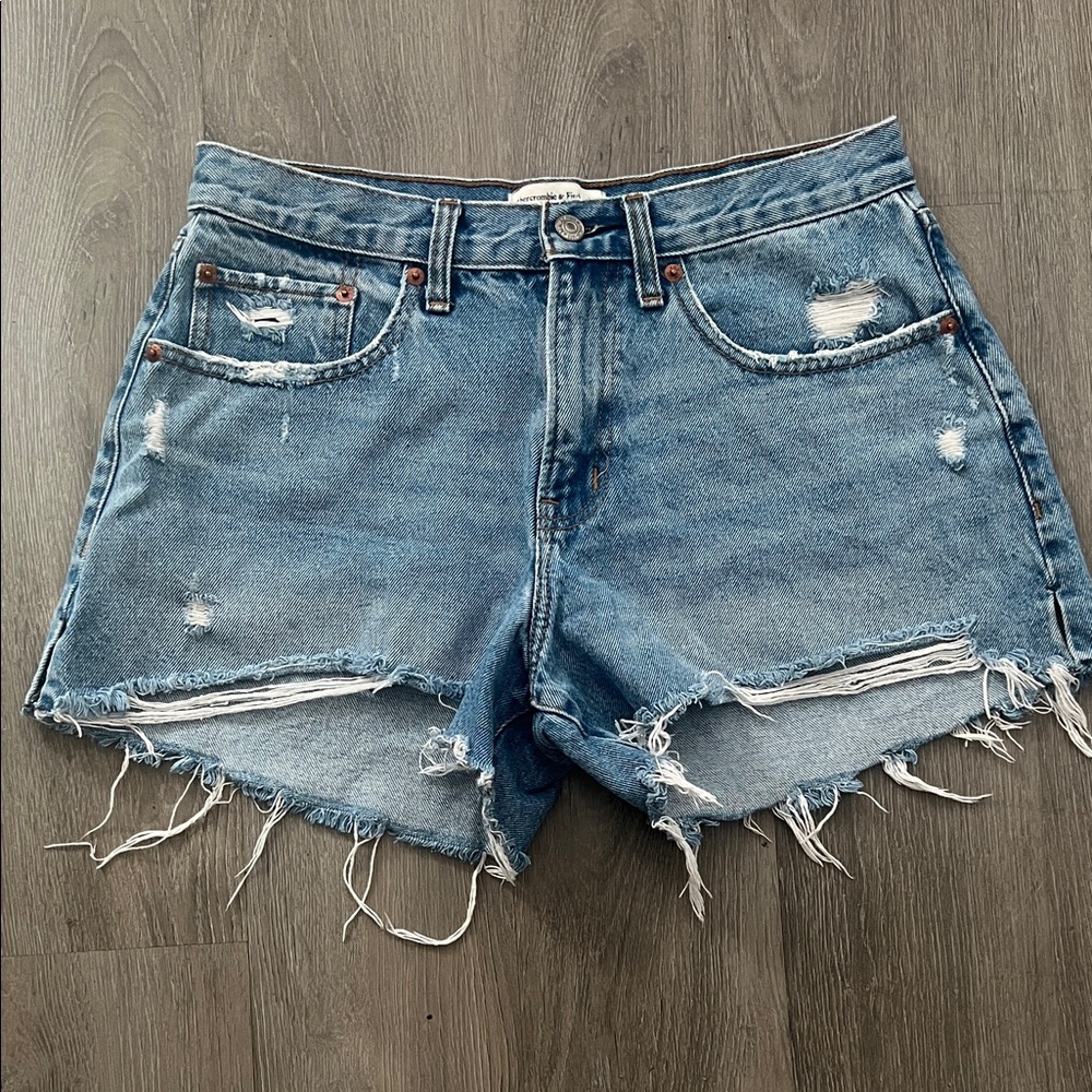 Abercrombie & Fitch Light Blue Distressed Jean Shorts